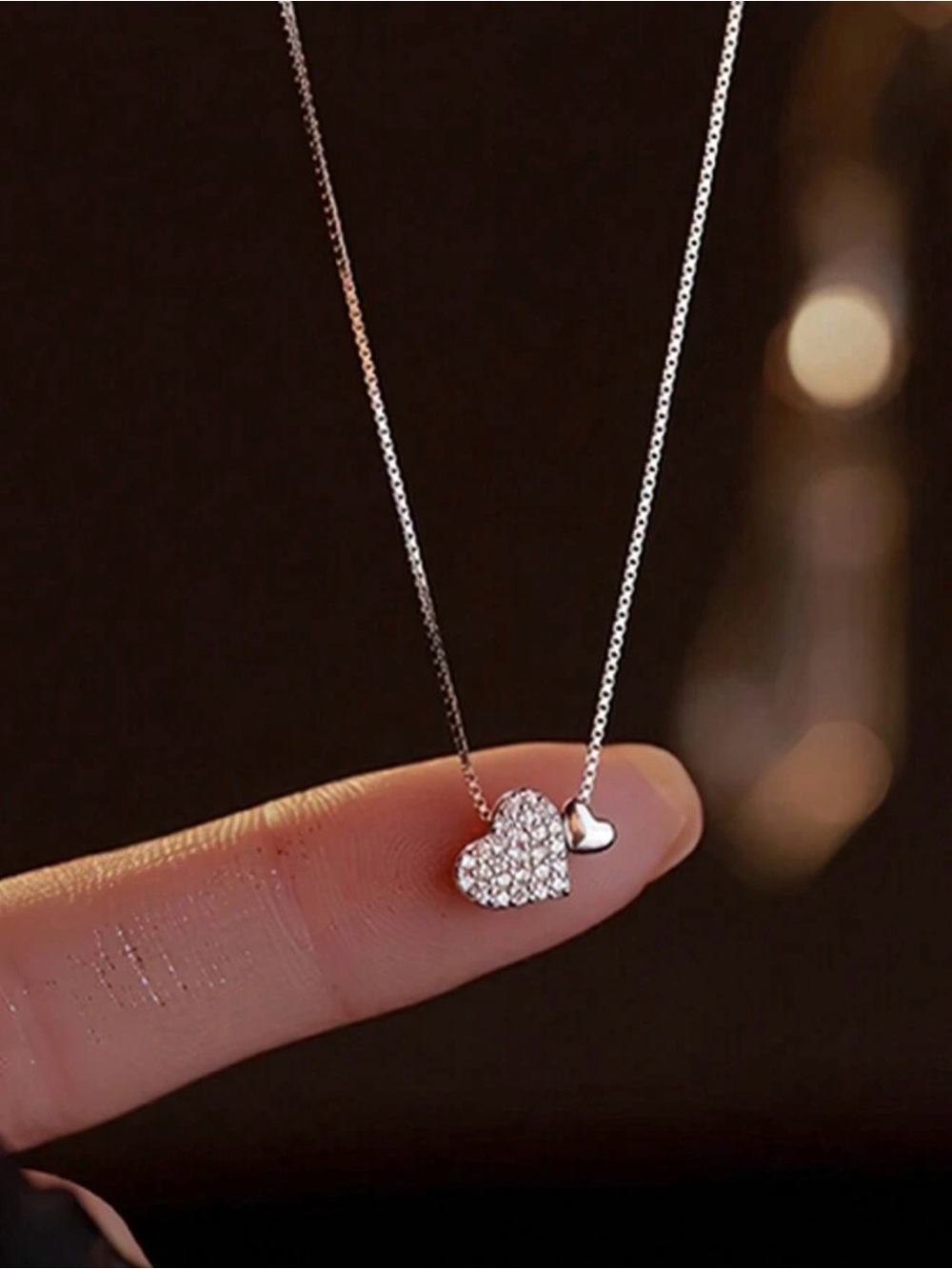 Sterling Silver 925 Double Heart Necklace ✨